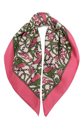 Женский шелковый платок GUCCI розового цвета по цене 37750 руб., арт. 626788/3G001 | Фото 1 Женский шелковый платок GUCCI розового цвета, арт. 626788/3G001 | Фото 1