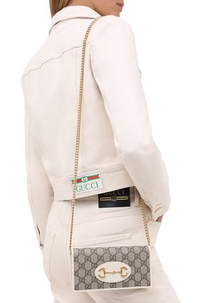 Женские кошелек horsebit 1955 на цепочке GUCCI белого цвета по цене 79200 руб., арт. 621892/92TCG | Фото 2 Женские кошелек horsebit 1955 на цепочке GUCCI белого цвета, арт. 621892/92TCG | Фото 2