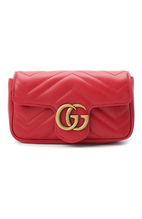 Женская сумка gg marmont super mini GUCCI красного цвета, арт. 476433/DTDCT | Фото 1 (Размер: mini; Ремень/цепочка: На ремешке; Материал: Натуральная кожа; Сумки-технические: Сумки через плечо)