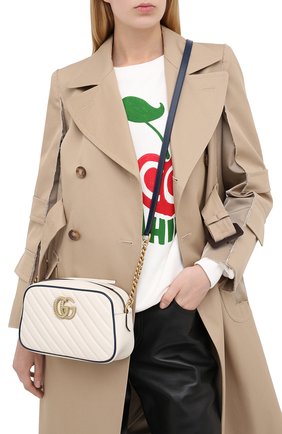 Женская сумка gg marmont small GUCCI белого цвета по цене 88350 руб., арт. 447632/00LFX | Фото 2 Женская сумка gg marmont small GUCCI белого цвета, арт. 447632/00LFX | Фото 2