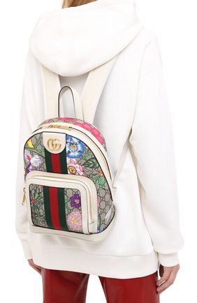 Женский рюкзак ophidia gg flora small GUCCI белого цвета по цене 112000 руб., арт. 547965/HV8DC | Фото 2 Женский рюкзак ophidia gg flora small GUCCI белого цвета, арт. 547965/HV8DC | Фото 2