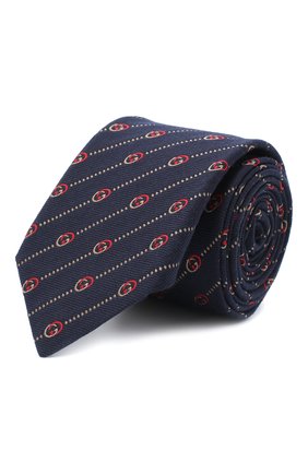 Мужской галстук из шелка и шерсти GUCCI темно-синего цвета по цене 15600 руб., арт. 624059/4E609 | Фото 1 Мужской галстук из шелка и шерсти GUCCI темно-синего цвета, арт. 624059/4E609 | Фото 1