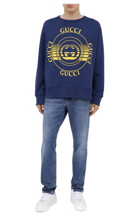 Мужской хлопковый свитшот GUCCI синего цвета по цене 67300 руб., арт. 475532/XJCRR | Фото 2 Мужской хлопковый свитшот GUCCI синего цвета, арт. 475532/XJCRR | Фото 2