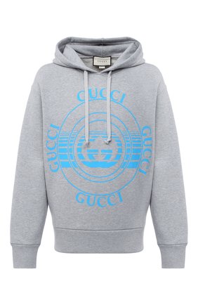 Мужской хлопковое худи GUCCI серого цвета по цене 75650 руб., арт. 475374/XJCS0 | Фото 1 Мужской хлопковое худи GUCCI серого цвета, арт. 475374/XJCS0 | Фото 1 (Длина (для топов): Стандартные; Материал внешний: Хлопок; Рукава: Длинные; Мужское Кросс-КТ: Худи-одежда; Принт: С принтом)