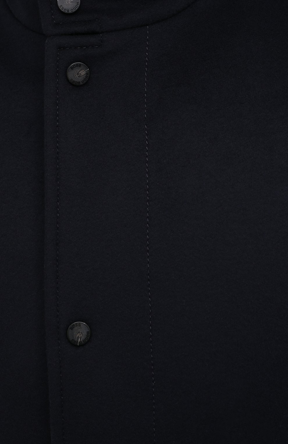 Мужской шерстяное пальто BOSS темно-синего цвета, арт. 50438924 | Фото 5 (Материал внешний: Шерсть; Рукава: Длинные; Мужское Кросс-КТ: Верхняя одежда, пальто-верхн�яя одежда; Длина (верхняя одежда): Короткие; Стили: Кэжуэл)