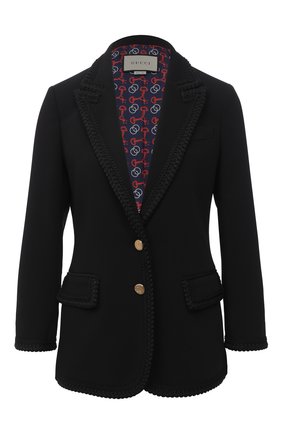 Женский жакет из вискозы GUCCI черного цвета по цене 156000 руб., арт. 610946/ZKR01 | Фото 1 Женский жакет из вискозы GUCCI черного цвета, арт. 610946/ZKR01 | Фото 1