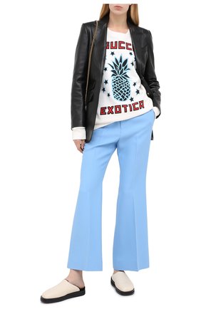 Женские брюки из шелка и шерсти GUCCI голубого цвета по цене 64950 руб., арт. 632964/ZAD88 | Фото 2 Женские брюки из шелка и шерсти GUCCI голубого цвета, арт. 632964/ZAD88 | Фото 2