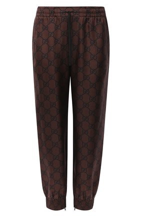Женские шелковые джоггеры GUCCI коричневого цвета по цене 89950 руб., арт. 625005/XJCL5 | Фото 1 Женские шелковые джоггеры GUCCI коричневого цвета, арт. 625005/XJCL5 | Фото 1