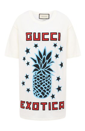 Женская хлопковая футболка GUCCI белого цвета по цене 29300 руб., арт. 615044/XJCRE | Фото 1 Женская хлопковая футболка GUCCI белого цвета, арт. 615044/XJCRE | Фото 1