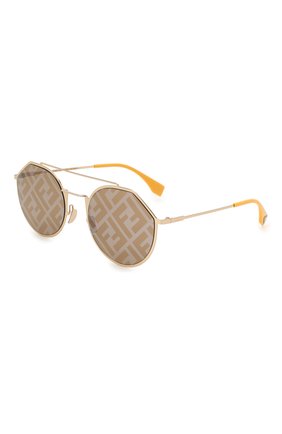 Женские солнцезащитные очки FENDI желтого цвета, арт. M0021 DYG | Фото 1 (Тип очков: С/з; Очки форма: Круглые)