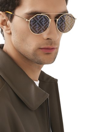 Женские солнцезащитные очки FENDI желтого цвета, арт. M0021 DYG | Фото 3 (Тип очков: С/з; Очки форма: Круглые)