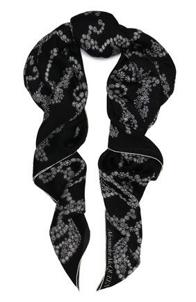 Женская шелковая шаль ALEXANDER MCQUEEN черного цвета по цене 25550 руб., арт. 632889/3011Q | Фото 1 Женская шелковая шаль ALEXANDER MCQUEEN черного цвета, арт. 632889/3011Q | Фото 1