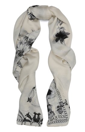 Женская шелковая шаль ALEXANDER MCQUEEN кремвого цвета по цене 41250 руб., арт. 631328/3011Q | Фото 1 Женская шелковая шаль ALEXANDER MCQUEEN кремвого цвета, арт. 631328/3011Q | Фото 1