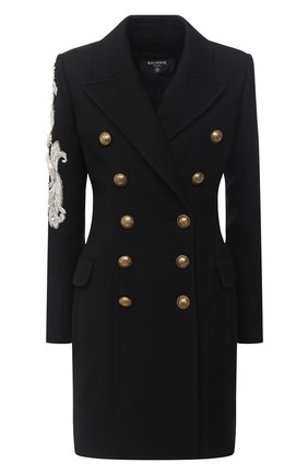 Женское шерстяное пальто BALMAIN черного цвета по цене 351000 руб., арт. UF19572/P050 | Фото 1 Женское шерстяное пальто BALMAIN черного цвета, арт. UF19572/P050 | Фото 1