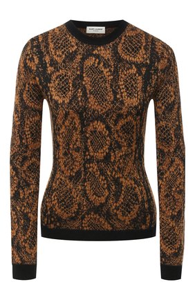 Женская пуловер SAINT LAURENT коричневого цвета по цене 96050 руб., арт. 631047/YASE2 | Фото 1 Женская пуловер SAINT LAURENT коричневого цвета, арт. 631047/YASE2 | Фото 1