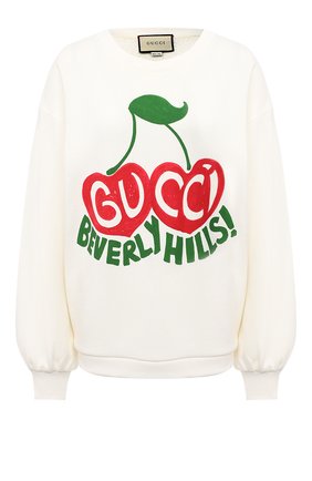 Женский хлопковый свитшот GUCCI белого цвета по цене 65900 руб., арт. 631695/XJCRT | Фото 1 Женский хлопковый свитшот GUCCI белого цвета, арт. 631695/XJCRT | Фото 1