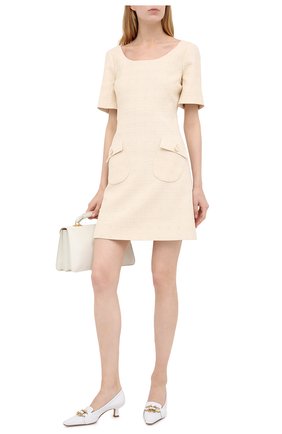 Женское платье из хлопка и шерсти GUCCI бежевого цвета по цене 156000 руб., арт. 631480/ZAD93 | Фото 2 Женское платье из хлопка и шерсти GUCCI бежевого цвета, арт. 631480/ZAD93 | Фото 2