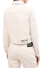 Женская джинсовая куртка GUCCI белого цвета, арт. 625043/XDA9V | �Фото 4 (Кросс-КТ: Куртка, Деним; Рукава: Длинные; Региональные ограничения белый список (Axapta Mercury): RU; Материал внешний: Хлопок, Деним; Длина (верхняя одежда): Короткие)
