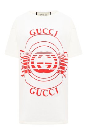 Женская хлопковая футболка GUCCI белого цвета по цене 29300 руб., арт. 615044/XJCQ8 | Фото 1 Женская хлопковая футболка GUCCI белого цвета, арт. 615044/XJCQ8 | Фото 1