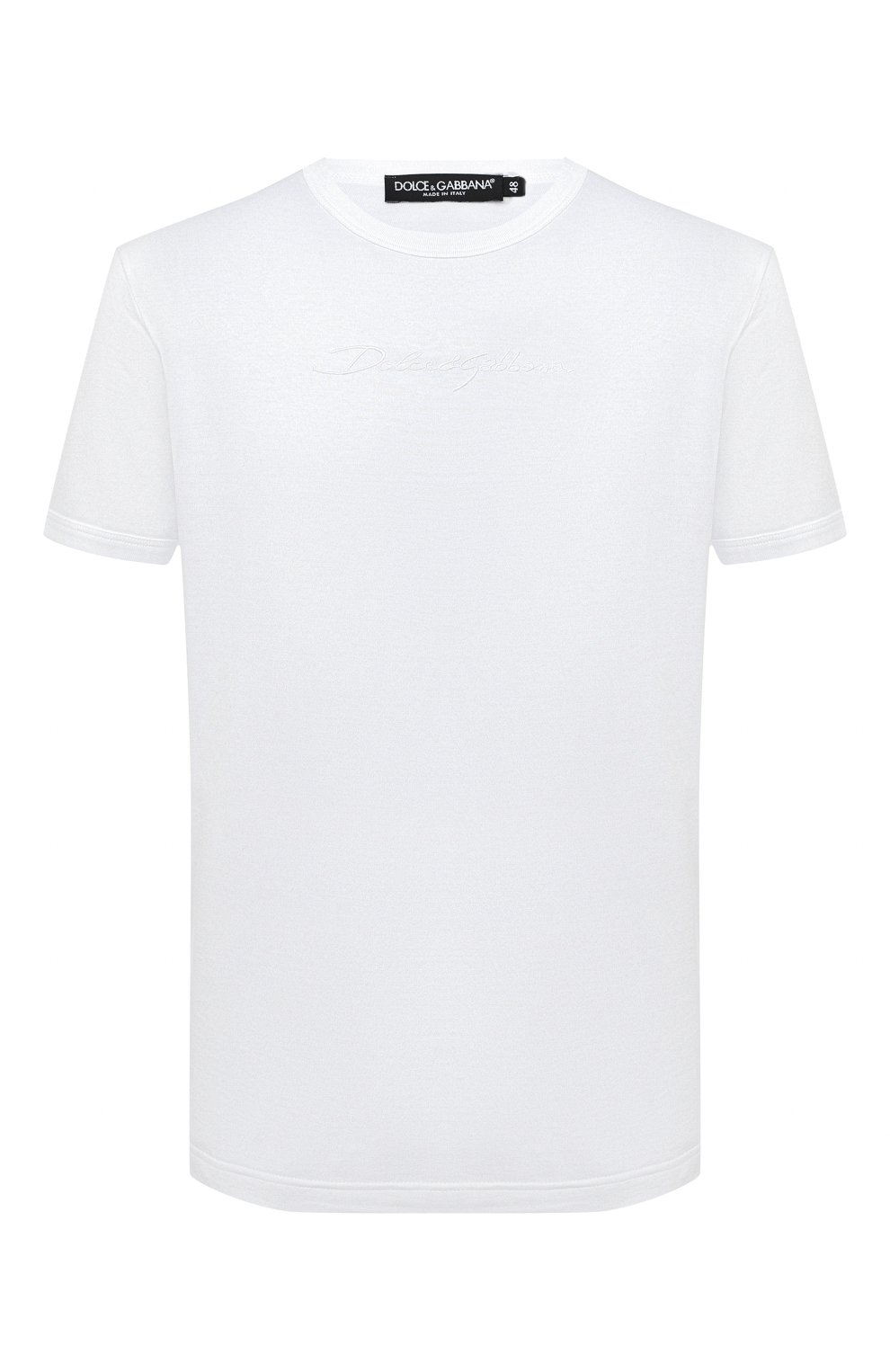Мужская хлопковая футболка DOLCE & GABBANA белого цвета, арт. G8JX7Z/G7WRN | Фото 1 (Принт: Без принта; Рукава: Короткие; Длина (для топов): Стандартные; Мужское Кросс-КТ: Футболка-одежда; Материал внешний: Хлопок; Стили: Кэжуэл)