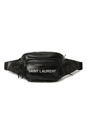 Мужская текстильная поясная сумка SAINT LAURENT черного цвета, арт. 581375/H021Z | Фото 1 (Ремень/цепочка: На ремешке; Материал: Текстиль; Размер: small; Случай: Повседневный)