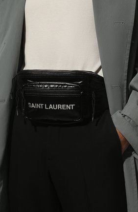 Мужская текстильная поясная сумка SAINT LAURENT черного цвета, арт. 581375/H021Z | Фото 2 (Ремень/цепочка: На ремешке; Материал: Текстиль; Размер: small; Случай: Повседневный)