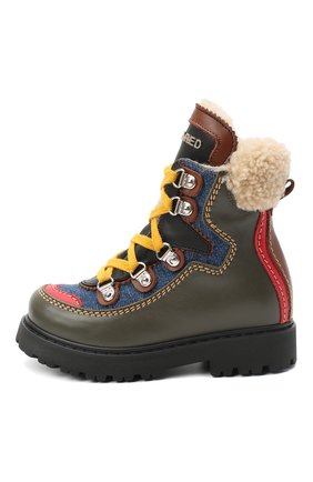 Детские кожаные ботинки DSQUARED2 хаки цвета по цене 22650 руб., арт. 65191/S0FTY/18-27 | Фото 2 Детские кожаные ботинки DSQUARED2 хаки цвета, арт. 65191/S0FTY/18-27 | Фото 2