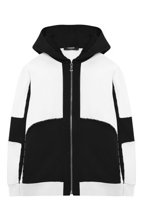 Детский хлопковая толстовка BALMAIN черно-белого цвета по цене 24200 руб., арт. 6N4610/NX320/4-10 | Фото 1 Детский хлопковая толстовка BALMAIN черно-белого цвета, арт. 6N4610/NX320/4-10 | Фото 1