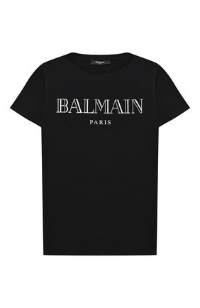 Детская хлопковая футболка BALMAIN черного цвета по цене 10900 руб., арт. 6N8551/NX290/4-10 | Фото 1 Детская хлопковая футболка BALMAIN черного цвета, арт. 6N8551/NX290/4-10 | Фото 1