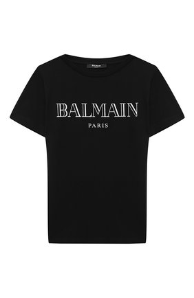 Детская хлопковая футболка BALMAIN черного цвета по цене 11900 руб., арт. 6N8551/NX290/12-16 | Фото 1 Детская хлопковая футболка BALMAIN черного цвета, арт. 6N8551/NX290/12-16 | Фото 1