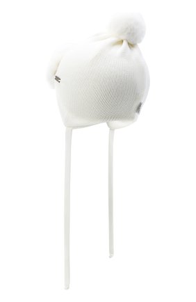 Детского шерстяная шапка с меховой отделкой IL TRENINO белого цвета, арт. 20 4060/E2 | Фото 2 (Материал: Шерсть, Текстиль)