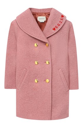 Детского шерстяное пальто GUCCI розового цвета по цене 69150 руб., арт. 629437/XWALE | Фото 1 Детского шерстяное пальто GUCCI розового цвета, арт. 629437/XWALE | Фото 1