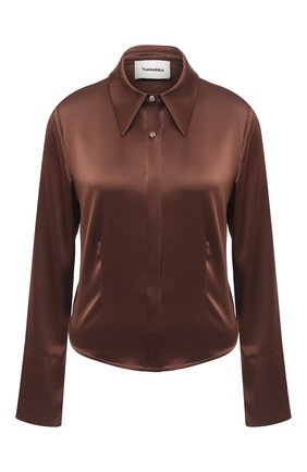 Женская блузка NANUSHKA коричневого цвета по цене 32800 руб., арт. ALICE_BR0WN_SLIP SATIN | Фото 1 Женская блузка NANUSHKA коричневого цвета, арт. ALICE_BR0WN_SLIP SATIN | Фото 1