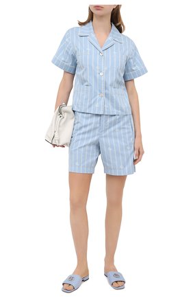 Женские хлопковые шорты GUCCI голубого цвета по цене 39950 руб., арт. 619507/ZAEF1 | Фото 2 Женские хлопковые шорты GUCCI голубого цвета, арт. 619507/ZAEF1 | Фото 2
