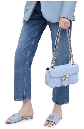 Женская сумка gg marmont small GUCCI голубого цвета по цене 144500 руб., арт. 443497/DTDIY | Фото 2 Женская сумка gg marmont small GUCCI голубого цвета, арт. 443497/DTDIY | Фото 2