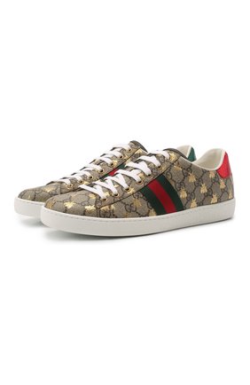 Женские комбинированные кеды new ace GUCCI коричневого цвета по цене 49600 руб., арт. 550051/9N050 | Фото 1 Женские комбинированные кеды new ace GUCCI коричневого цвета, арт. 550051/9N050 | Фото 1