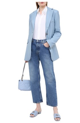 Женские кожаные шлепанцы jolie GUCCI голубого цвета по цене 45550 руб., арт. 627827/BK000 | Фото 2 Женские кожаные шлепанцы jolie GUCCI голубого цвета, арт. 627827/BK000 | Фото 2