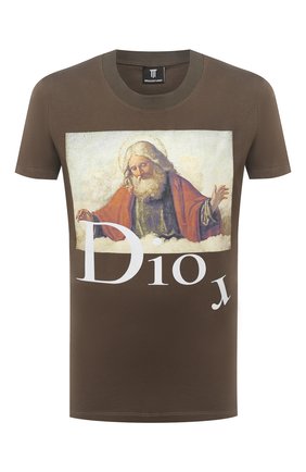 Мужская хлопковая футболка DIEGO VENTURINO хаки цвета по цене 9720 руб., арт. FW20-DV TS DAC | Фото 1 Мужская хлопковая футболка DIEGO VENTURINO хаки цвета, арт. FW20-DV TS DAC | Фото 1