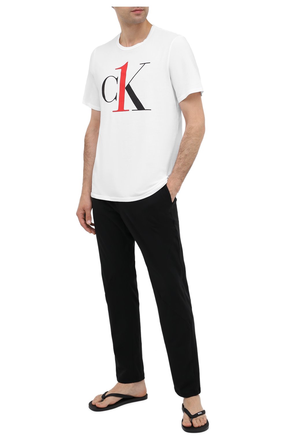 Мужская хлопковая футболка CALVIN KLEIN белого цвета, арт. NM1903E | Фото 2 (Кросс-КТ: домашняя одежда; Рукава: Короткие; Длина (для топов): Стандартные; Материал внешний: Хлопок; Мужское Кросс-КТ: Футболка-белье)