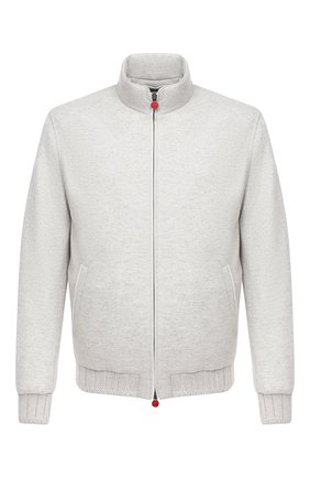 Мужской кашемировый бомбер KITON серого цвета по цене 695000 руб., арт. UW0805MV03T62 | Фото 1 Мужской кашемировый бомбер KITON серого цвета, арт. UW0805MV03T62 | Фото 1 (Длина (верхняя одежда): Короткие; Материал внешний: Шерсть, Кашемир; Материал подклада: Синтетический материал; Рукава: Длинные; Мужское Кросс-КТ: Верхняя одежда; Принт: Без принта; Кросс-КТ: Куртка; Стили: Кэжуэл; Материал утеплителя: Пух и перо; Региональные ограничения белый список (Axapta Mercury): RU)