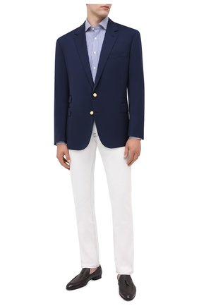 Мужская хлопковая сорочка RALPH LAUREN синего цвета по цене 55300 руб., арт. 791530497 | Фото 2 Мужская хлопковая сорочка RALPH LAUREN синего цвета, арт. 791530497 | Фото 2 (Длина (для топов): Стандартные; Материал внешний: Хлопок; Рукава: Длинные; Принт: Полоска; Стили: Классический; Случай: Повседневный; Мужское Кросс-КТ: Сорочка-одежда; Манжеты: На пуговицах; Воротник: Акула)
