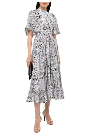 Женское шелковое платье ALEXANDER MCQUEEN черно-белого цвета по цене 317500 руб., арт. 632201/QCABX | Фото 2 Женское шелковое платье ALEXANDER MCQUEEN черно-белого цвета, арт. 632201/QCABX | Фото 2