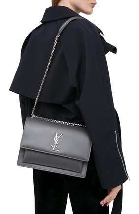 Женская сумка sunset large SAINT LAURENT темно-серого цвета по цене 159500 руб., арт. 498779/D420N | Фото 2 Женская сумка sunset large SAINT LAURENT темно-серого цвета, арт. 498779/D420N | Фото 2