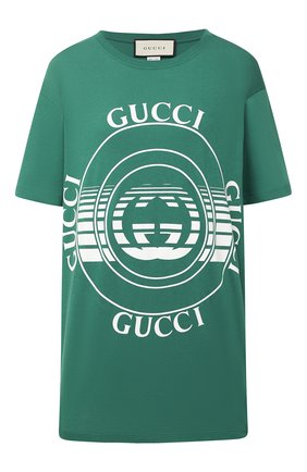 Женская хлопковая футболка GUCCI зеленого цвета по цене 29300 руб., арт. 615044/XJCQ8 | Фото 1 Женская хлопковая футболка GUCCI зеленого цвета, арт. 615044/XJCQ8 | Фото 1