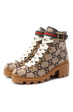 Женские текстильные ботинки trip GUCCI коричневого цвета по цене 67300 руб., арт. 578585/G38H0 | Фото 1 Женские текстильные ботинки trip GUCCI коричневого цвета, арт. 578585/G38H0 | Фото 1