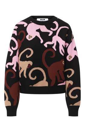 Женская хлопковый пуловер MSGM черного цвета по цене 38400 руб., арт. 2943MDM114 207633 | Фото 1 Женская хлопковый пуловер MSGM черного цвета, арт. 2943MDM114 207633 | Фото 1