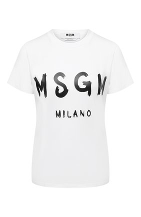 Женская хлопковая футболка MSGM белого цвета по цене 7750 руб., арт. 2941MDM60 207798 | Фото 1 Женская хлопковая футболка MSGM белого цвета, арт. 2941MDM60 207798 | Фото 1
