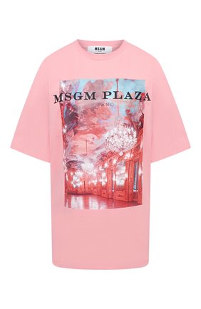 Женская хлопковая футболка MSGM розового цвета по цене 16200 руб., арт. 2941MDM187 207798 | Фото 1 Женская хлопковая футболка MSGM розового цвета, арт. 2941MDM187 207798 | Фото 1