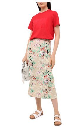 Женская хлопковая футболка MSGM красного цвета по цене 11400 руб., арт. 2941MDM169 207798 | Фото 2 Женская хлопковая футболка MSGM красного цвета, арт. 2941MDM169 207798 | Фото 2