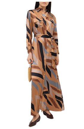 Женское шелковое платье KITON коричневого цвета по цене 159500 руб., арт. D47321K05T81 | Фото 2 Женское шелковое платье KITON коричневого цвета, арт. D47321K05T81 | Фото 2
